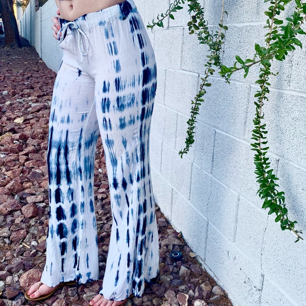 O’Niell White & Blue Tie - Dye Linen Pants